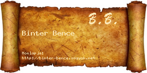 Binter Bence névjegykártya